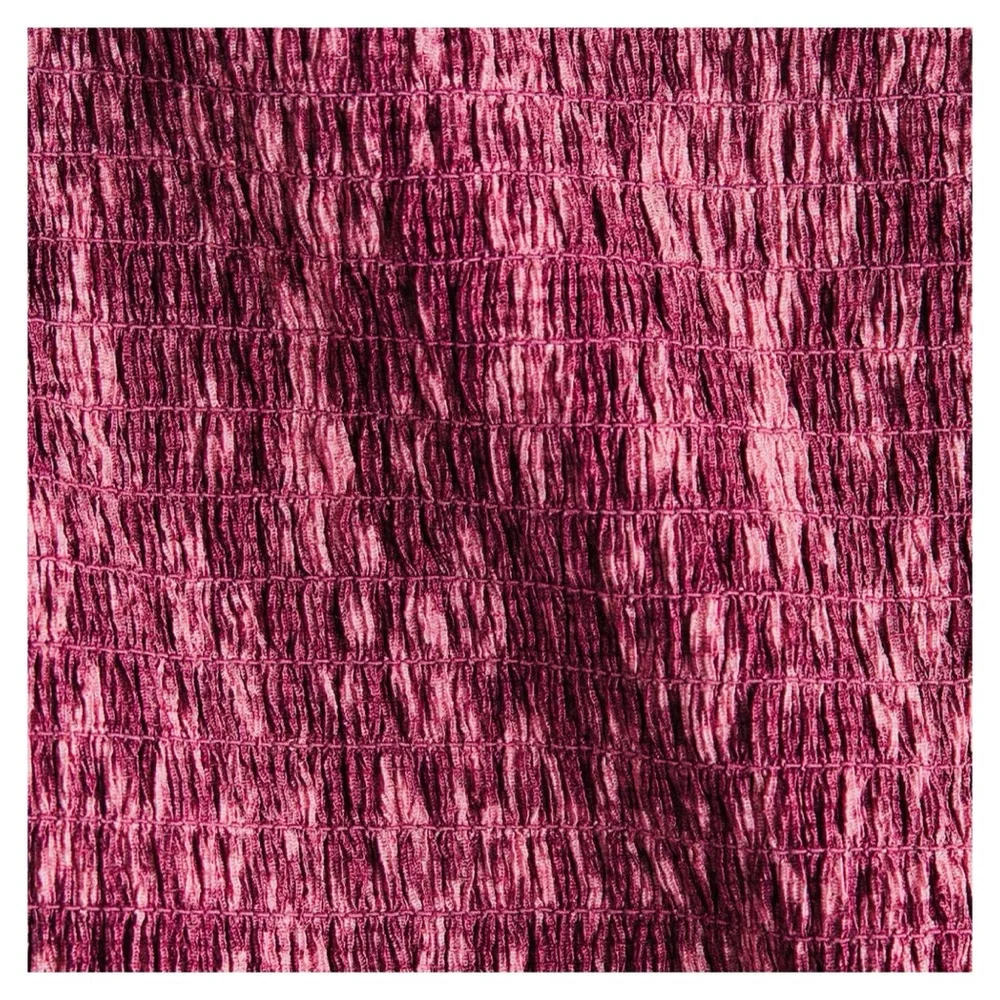 H&M Ruffle Smocked Crop Top Small Pink Pattern NWT - Picture 8 of 8